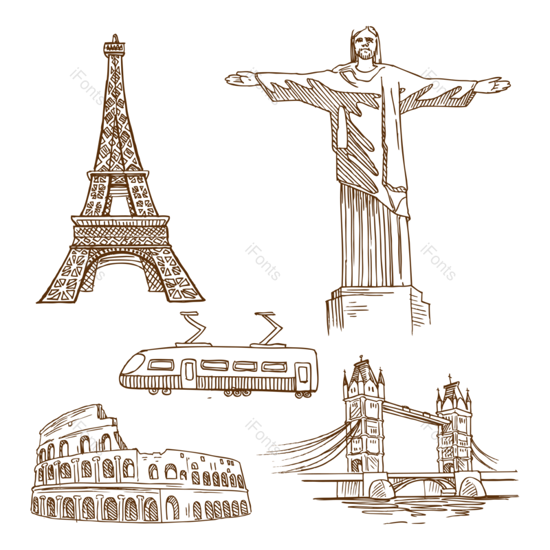 素材图片,埃菲尔铁塔元素,建筑PNG,标志性建筑免抠素材